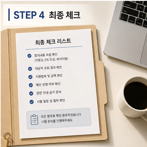 CBS 노사 '기본급 2% 인상, 출산·육아 지원' 등 합의 대상·확인 방법 - STEP 4 체크