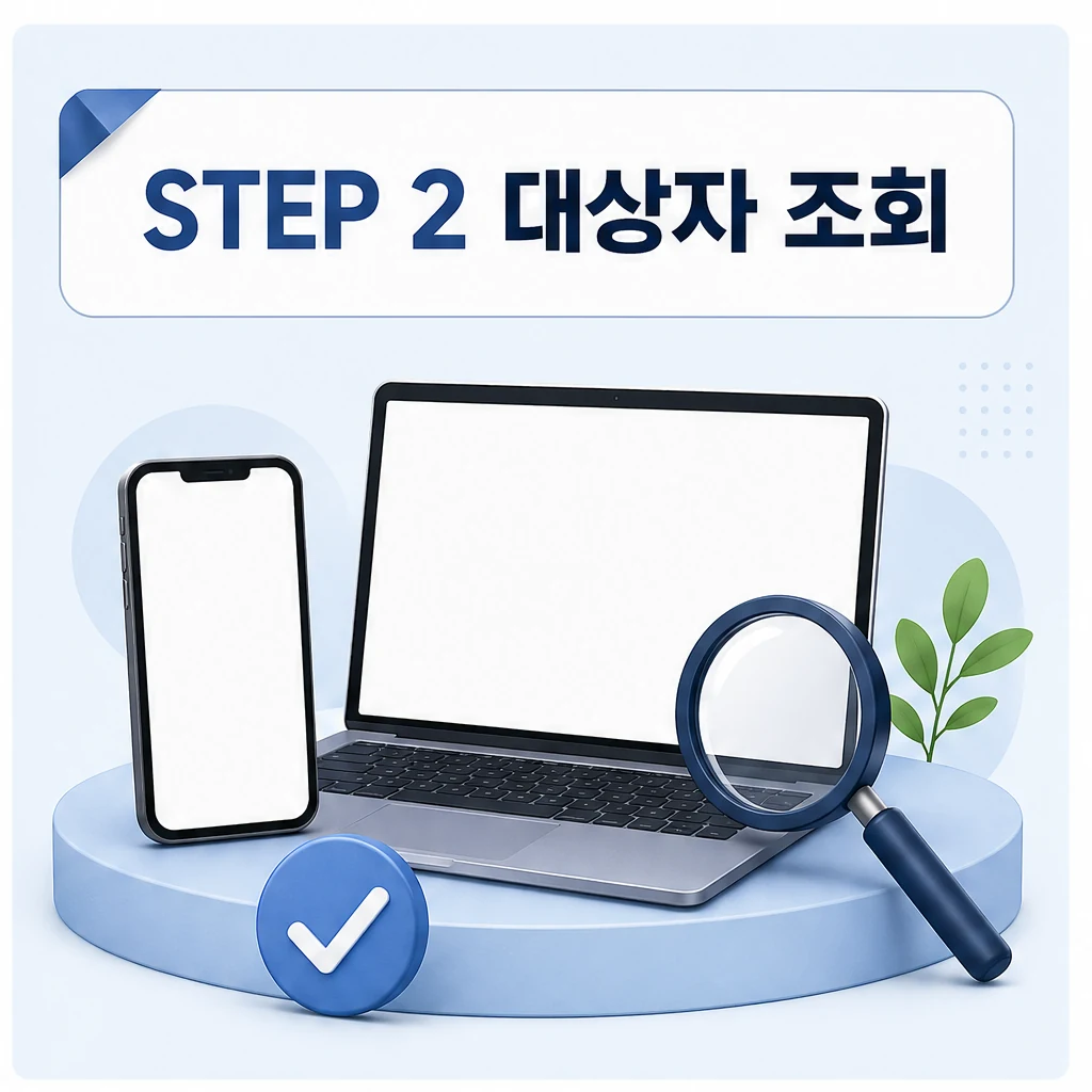 2026년형 가격 및 정부지원금 혜택 총정리, 최대 50% 감면 가이드 대상·확인 방법 STEP 2 대상자 조회