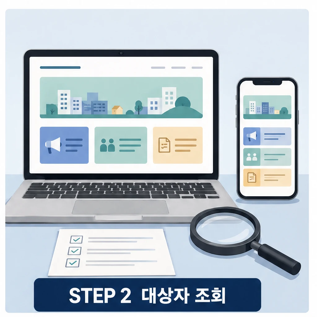 천안시 2026 주요 정책 대상자 조회 확인 이미지