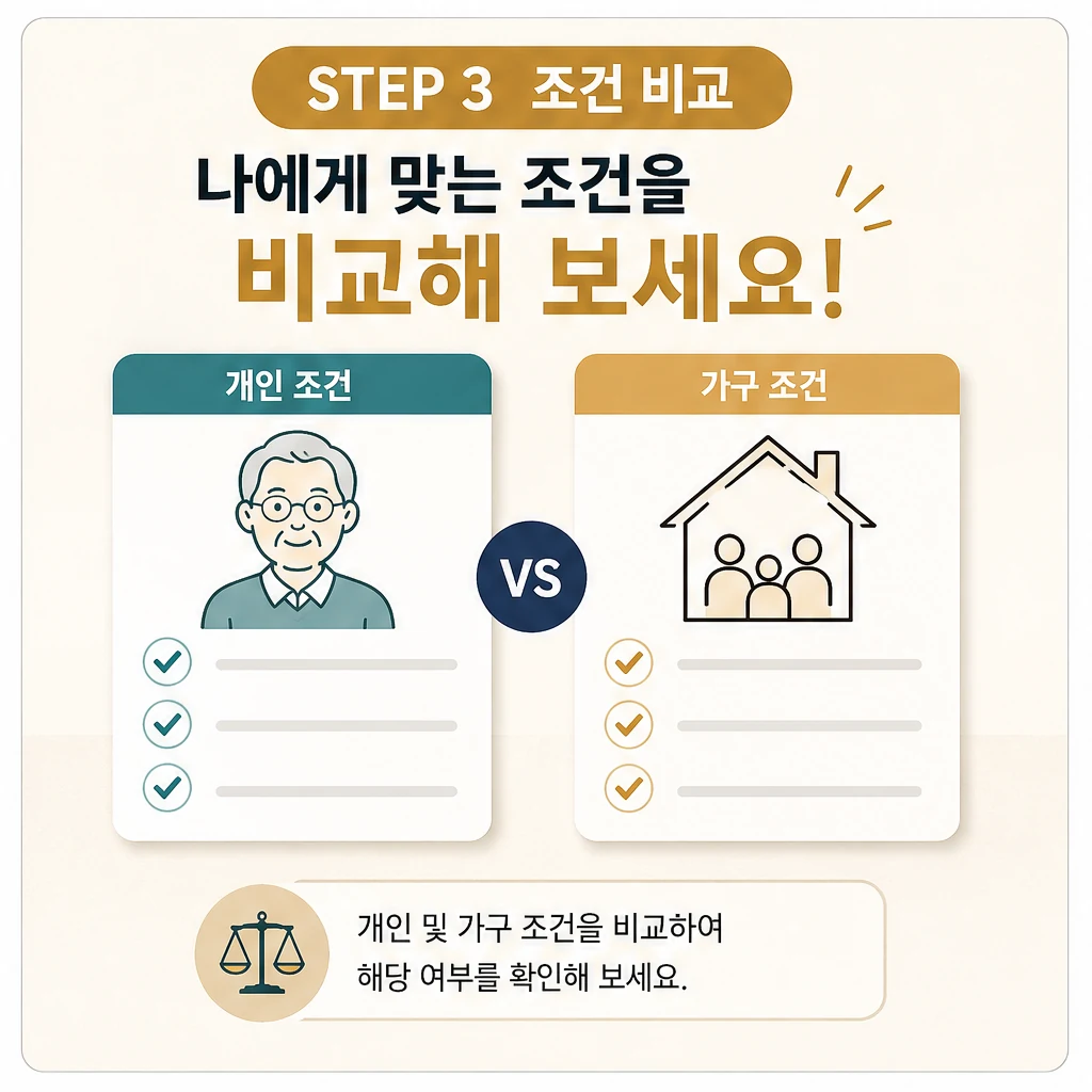 2026년 달라지는 노인복지 정책 톺아보기 대상·확인 방법 STEP 3 조건 비교