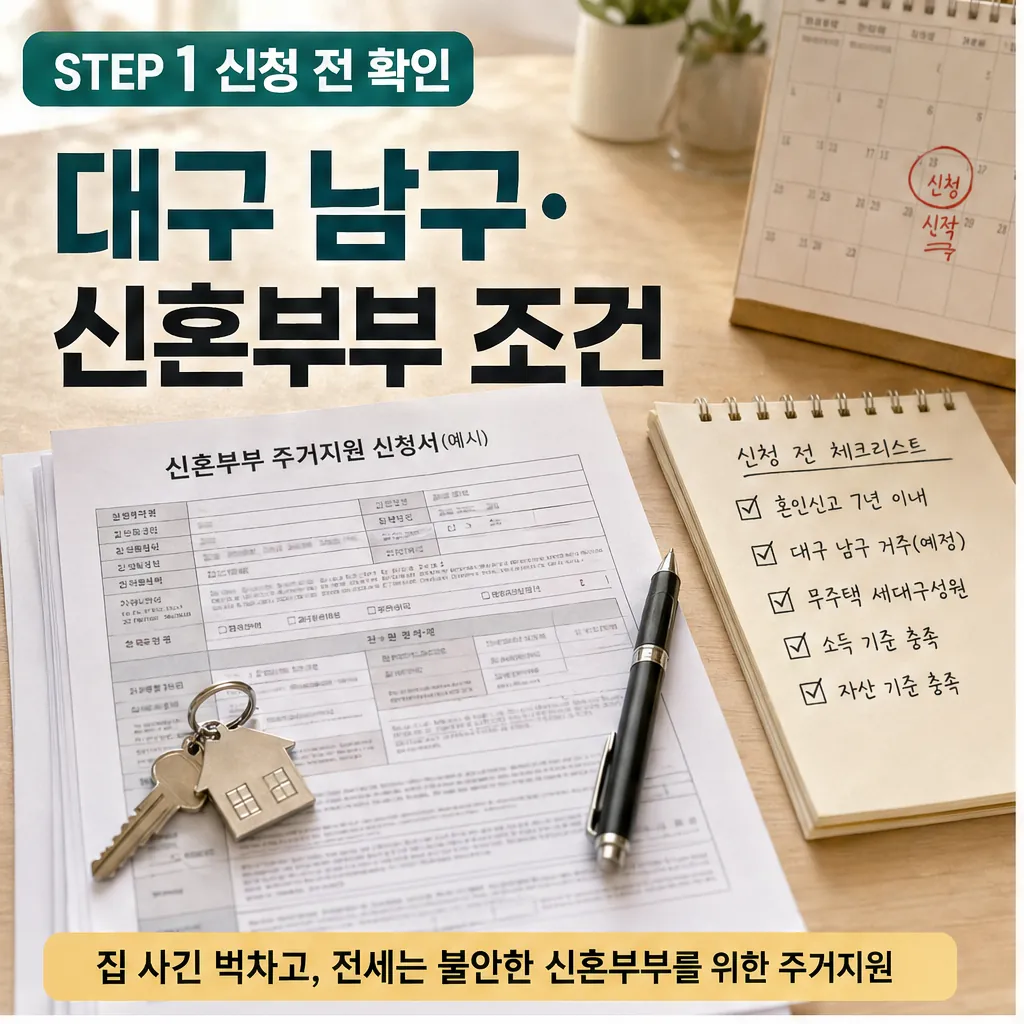 대구 남구 신혼부부 주거지원 신청 전 조건 확인 이미지