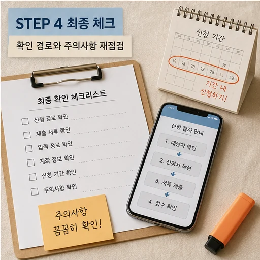 근로장려금 신청 경로와 주의사항을 최종 점검하는 체크 이미지