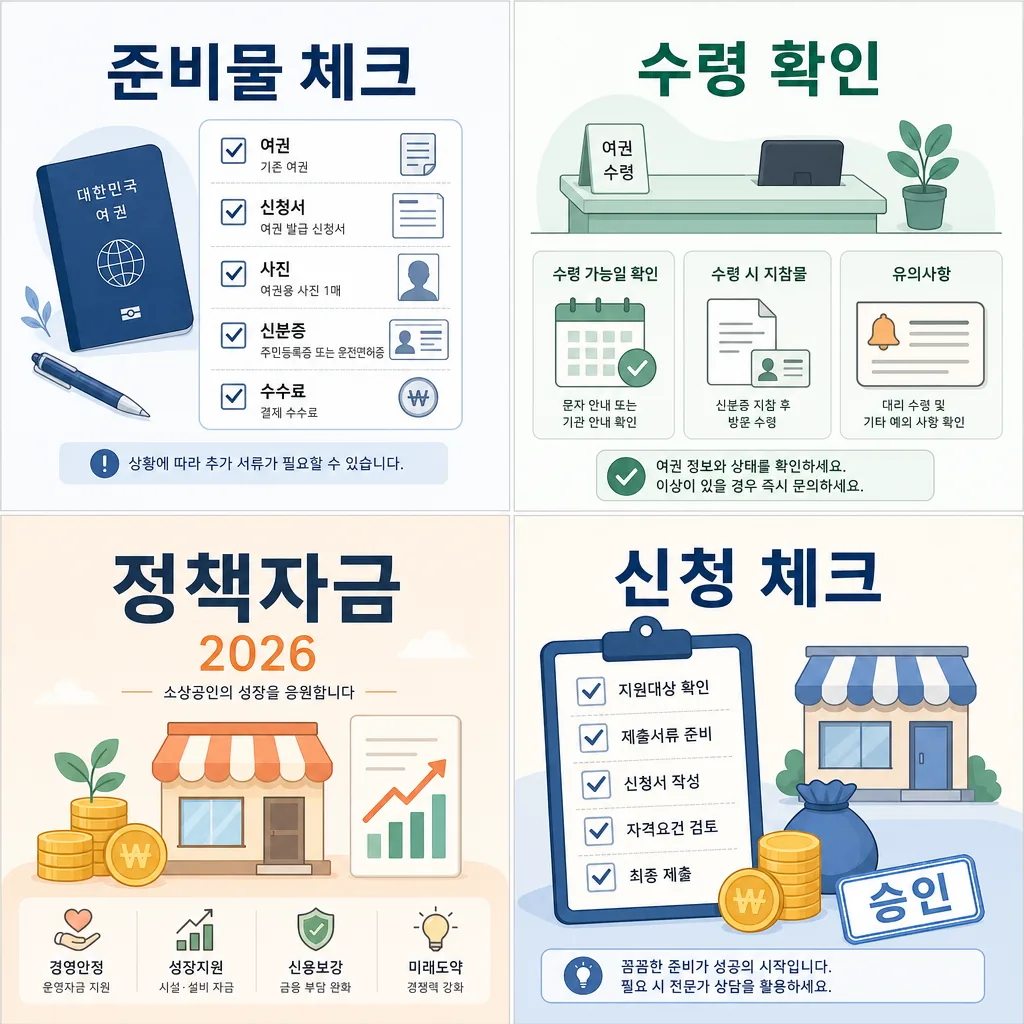 자금 종류와 접수 방식 체크리스트 이미지