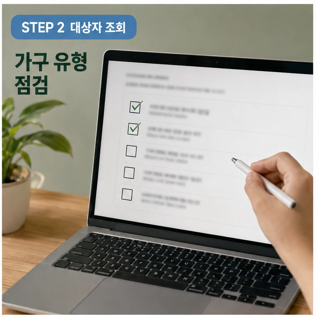 근로장려금 대상자 조회와 가구 유형 점검 이미지