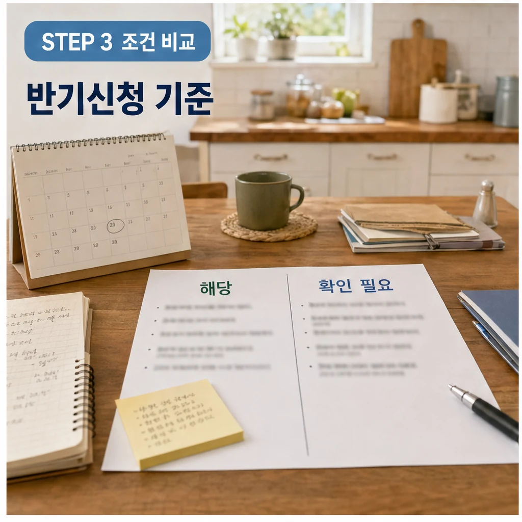 근로장려금 반기신청 조건 비교 확인 이미지