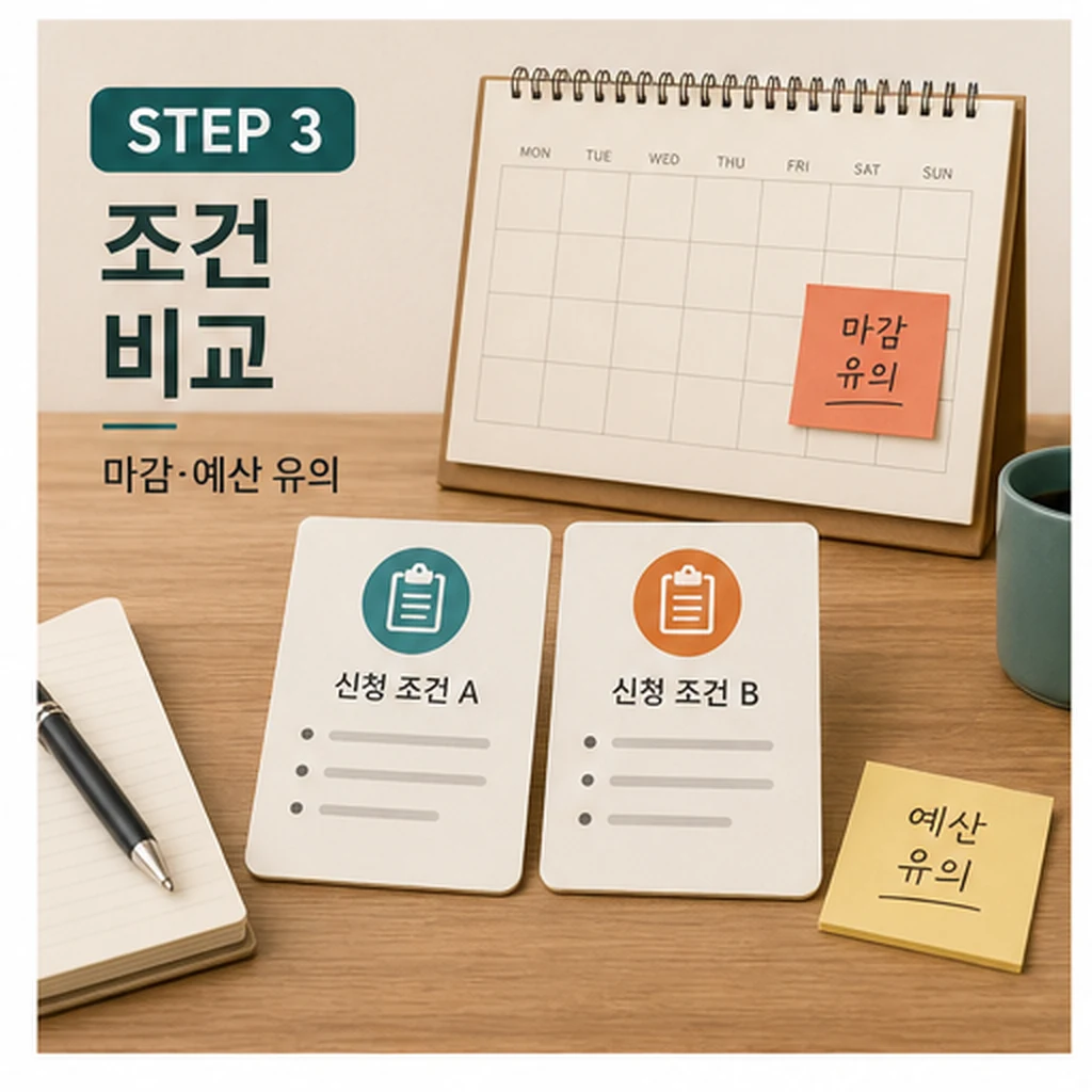 소상공인 지원 조건 비교와 마감 확인 이미지