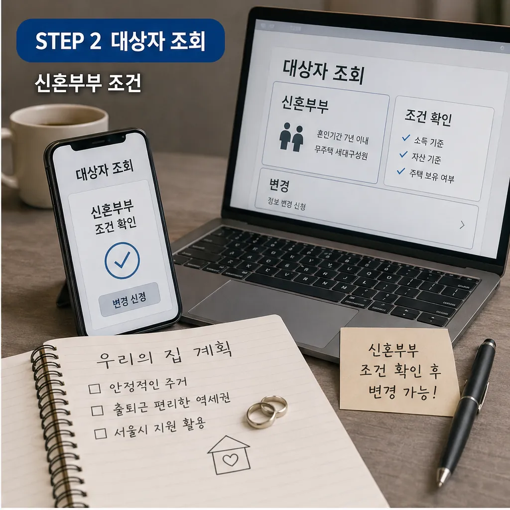 미리내집 신혼부부 대상자 조회 이미지