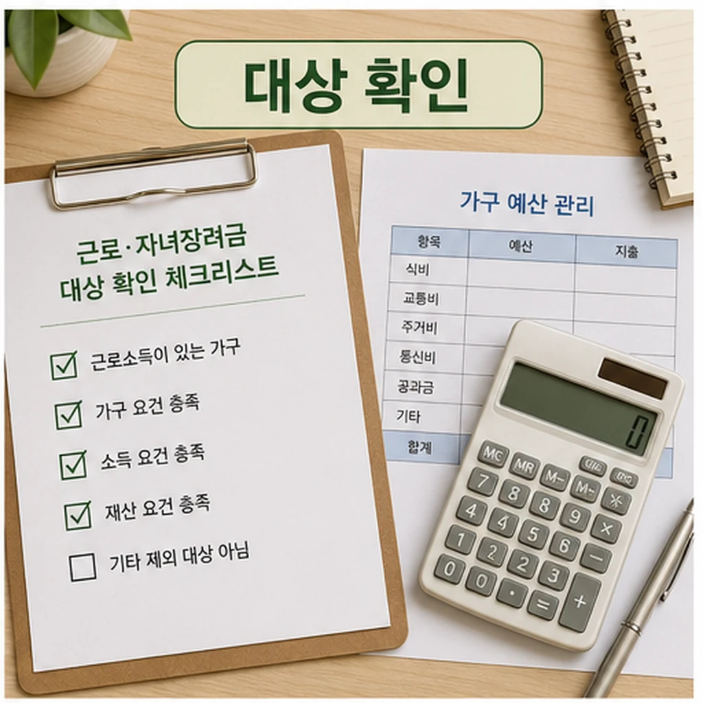 근로 자녀장려금 대상 확인 체크리스트 이미지