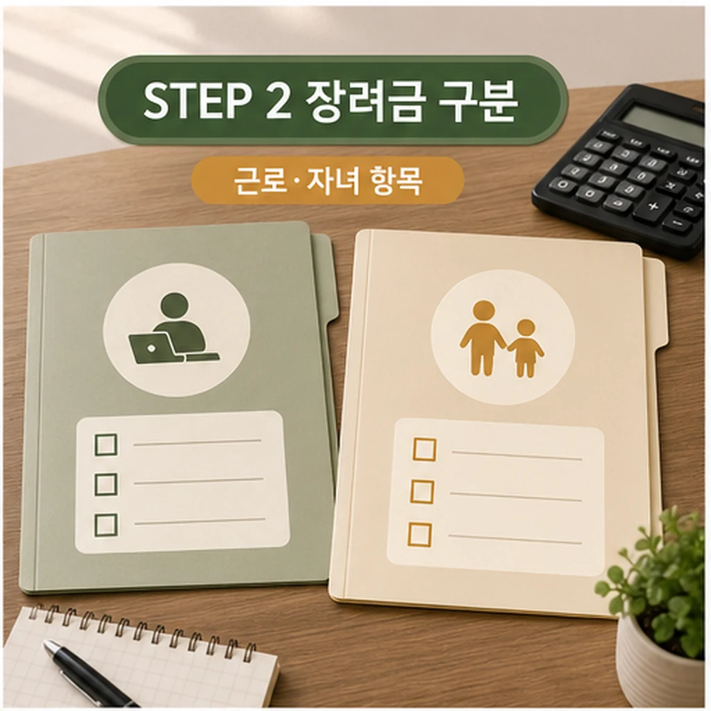 근로장려금과 자녀장려금 항목 구분 이미지