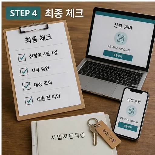인천시, ‘1인 자영업자 고용보험료’ 지원 4월 1일부터 신청 자주 묻는 질문 정리 본문 이미지 4 - STEP 4 최종 체크