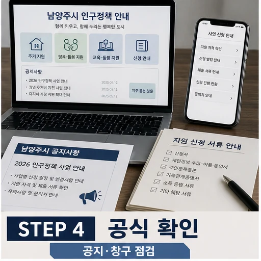 남양주시 인구정책 공식 공지와 신청 창구 확인 이미지