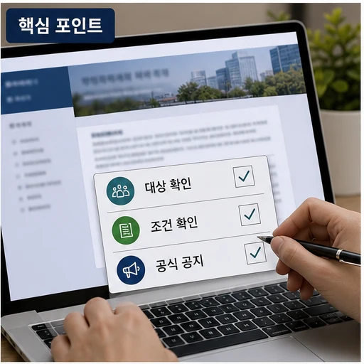 지자체 현금 지원 대상 조건 공식 공지 확인 이미지