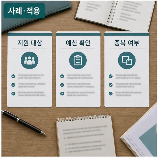 지자체 현금 지원 대상 예산 중복 여부 비교 이미지