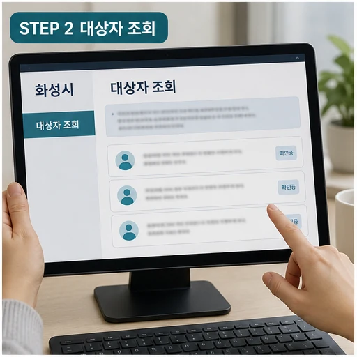 화성시 노사협력 고용노동 정책 대상자 조회 이미지