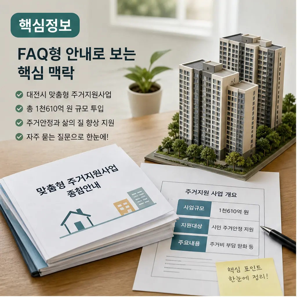 대전시, 맞춤형 주거지원사업 1천610억 투입 자주 묻는 질문 정리 본문 이미지 1 - 핵심정보