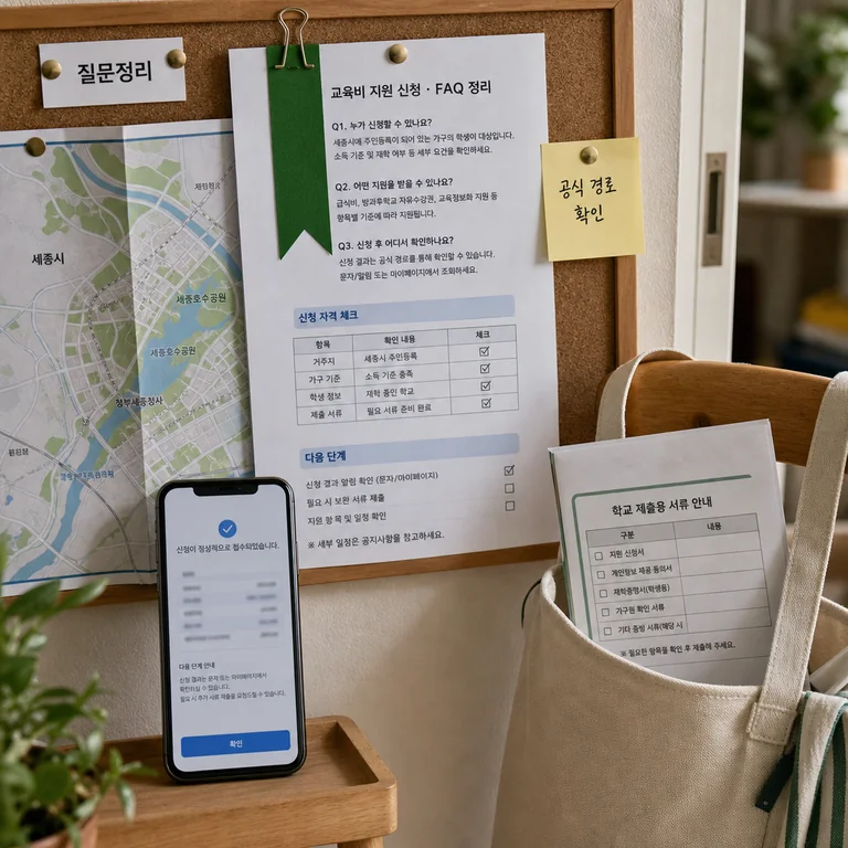 교육급여 세종시교육청 자주 묻는 질문과 공식 확인 경로를 정리한 이미지