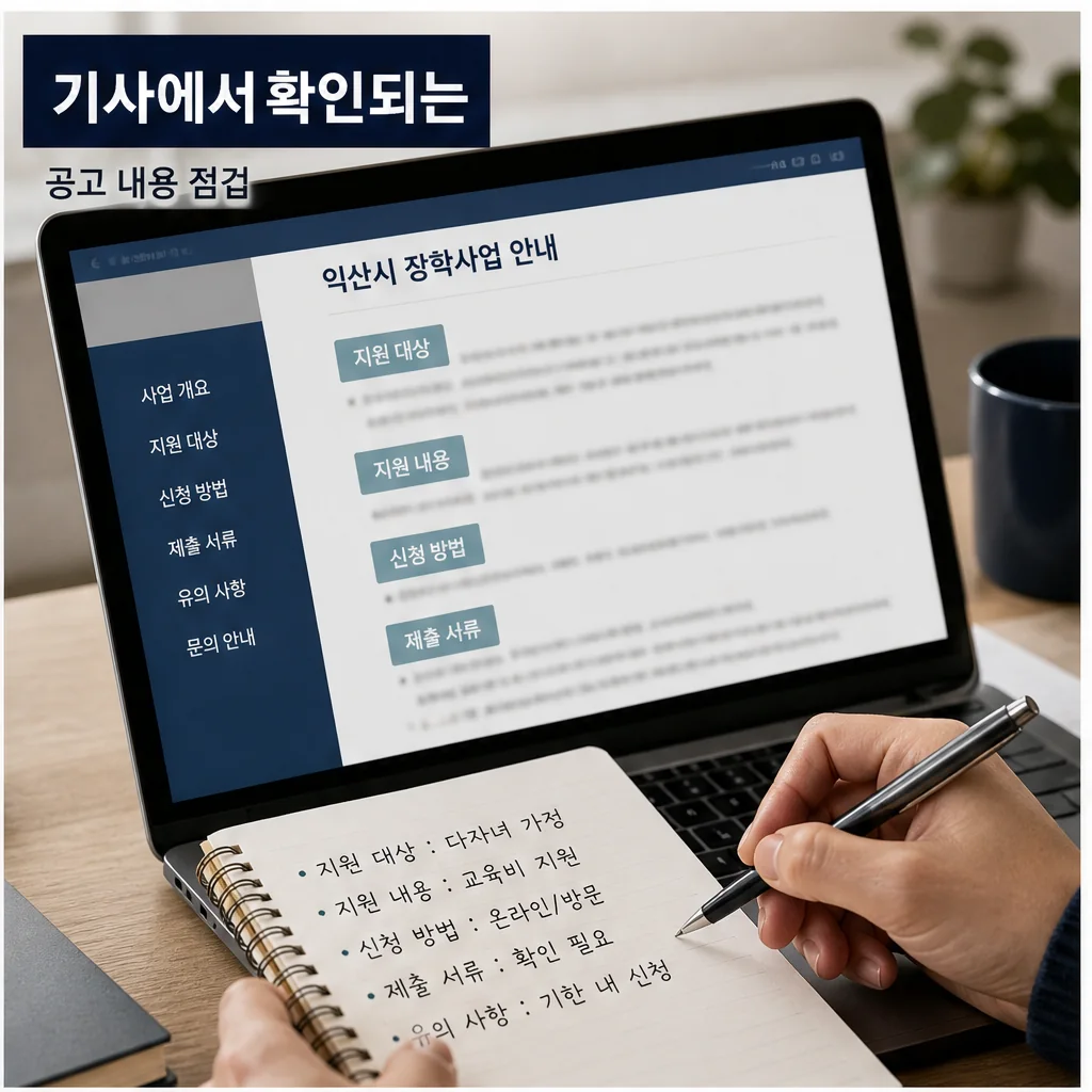 익산시 다다익산 장학생 다자녀 가정 교육비 지원 기사에서 확인되는 단서 본문 이미지