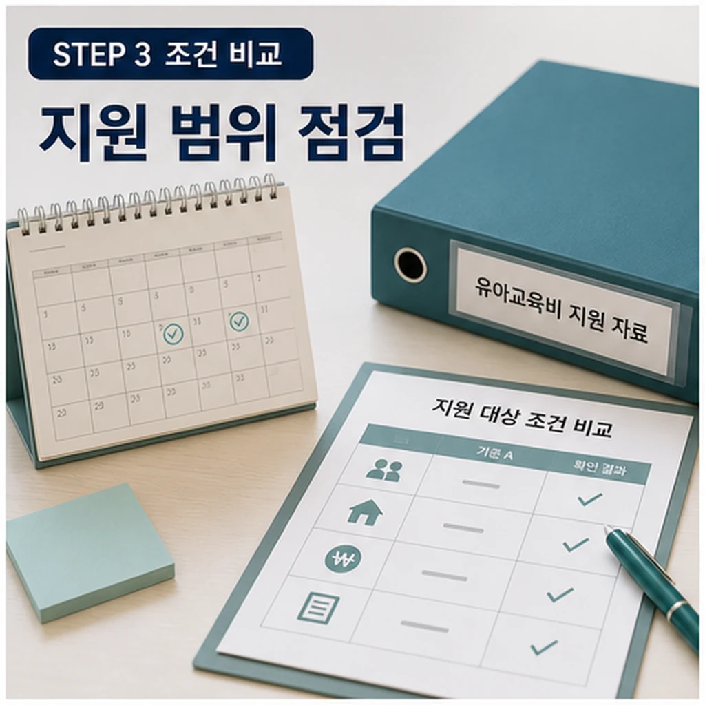 유아교육비 지원 범위와 조건 비교 이미지