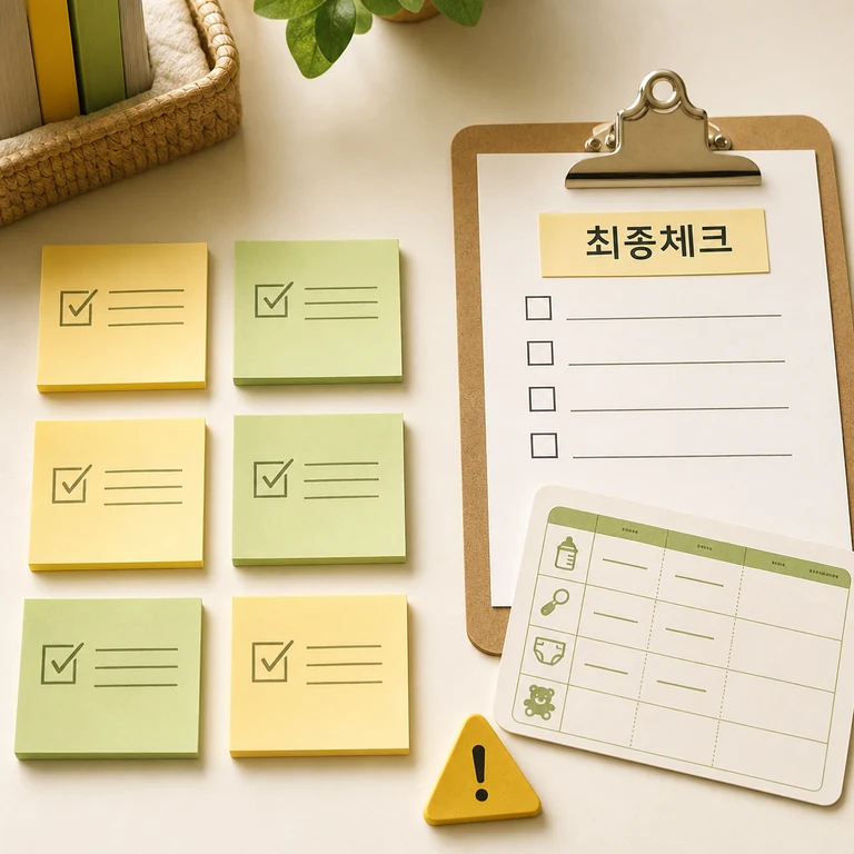 아이 키우기 좋은 나라 실현 신청 전 최종 체크 항목을 정리하는 이미지
