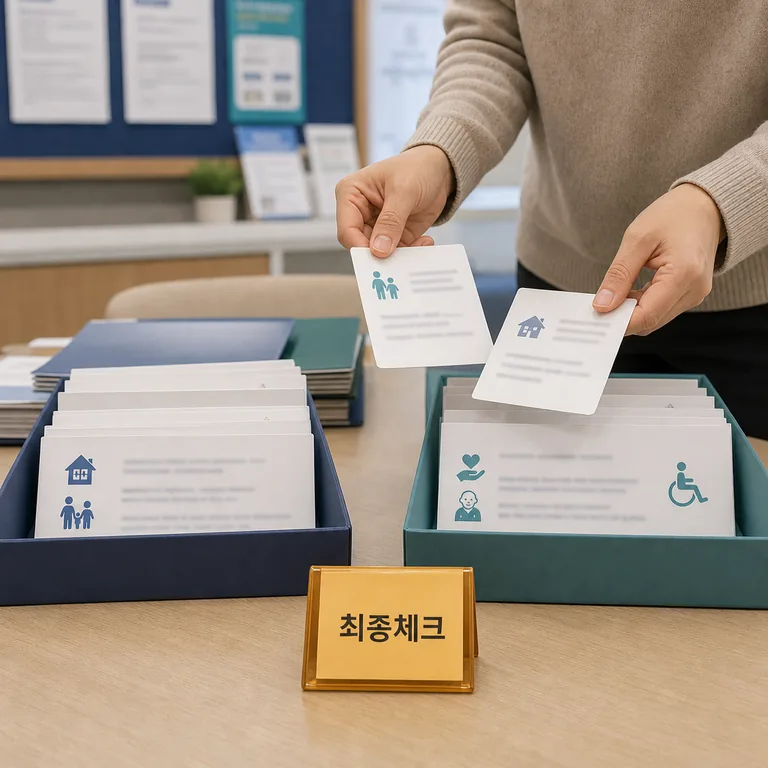 논산시 2026년 복지정책 후속 공지 체크리스트를 비교하는 메모 카드 이미지