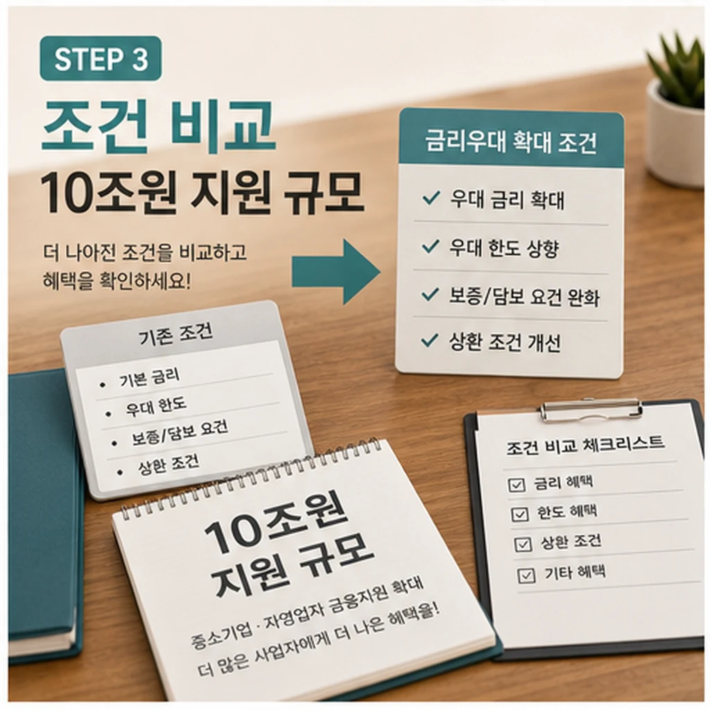 10조원 지원 규모와 금리우대 조건 비교 이미지