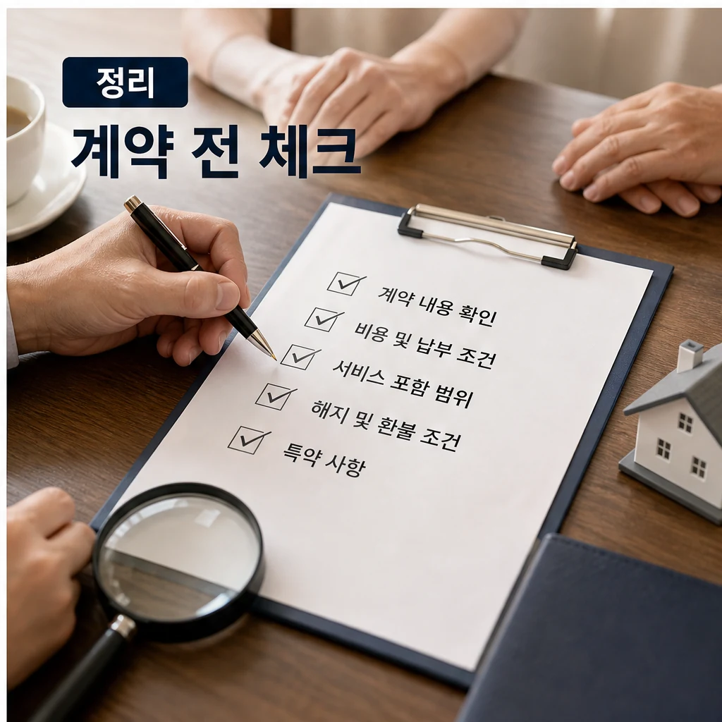 시니어 타운과 실버주택 시장의 성장 가능성: 노후 주거의 판이 바뀐다 자주 묻는 질문 정리 본문 이미지 4 - 정리: 계약 전 체크