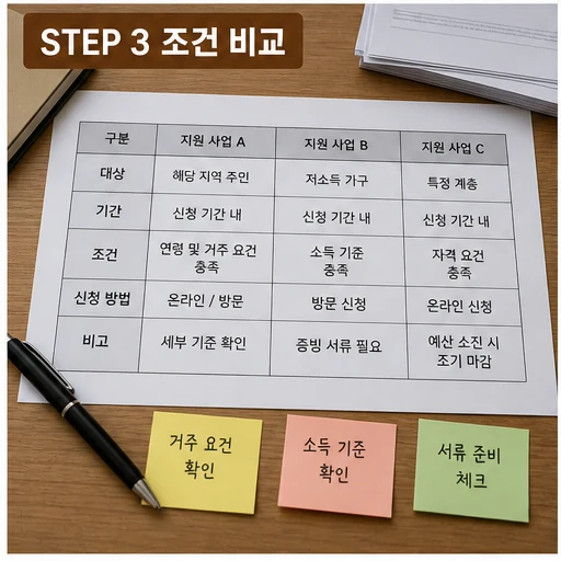 현금성 지원 조건 비교와 신청 기준 확인 본문 이미지