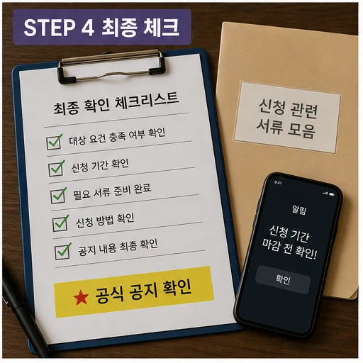 현금성 지원 신청 전 공식 공지 최종 체크 본문 이미지