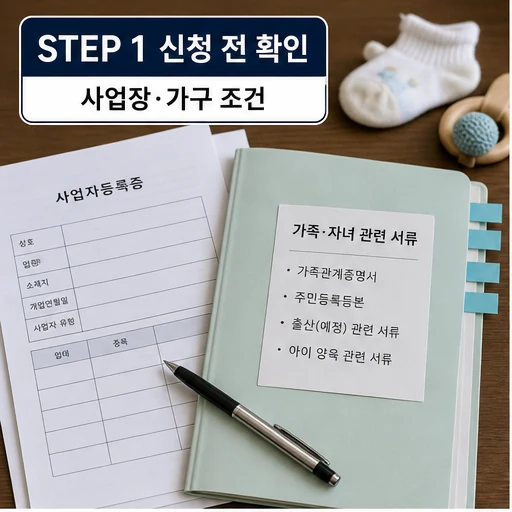 청도군 소상공인 출산 육아 지원사업 신청 전 사업장·가구 조건 확인 이미지