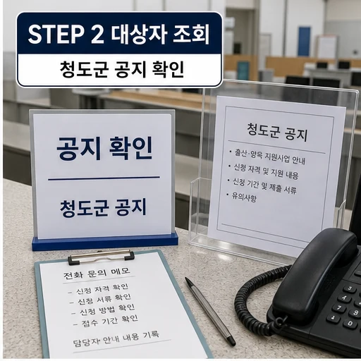 청도군 소상공인 출산 육아 지원사업 대상자 조회와 공지 확인 이미지