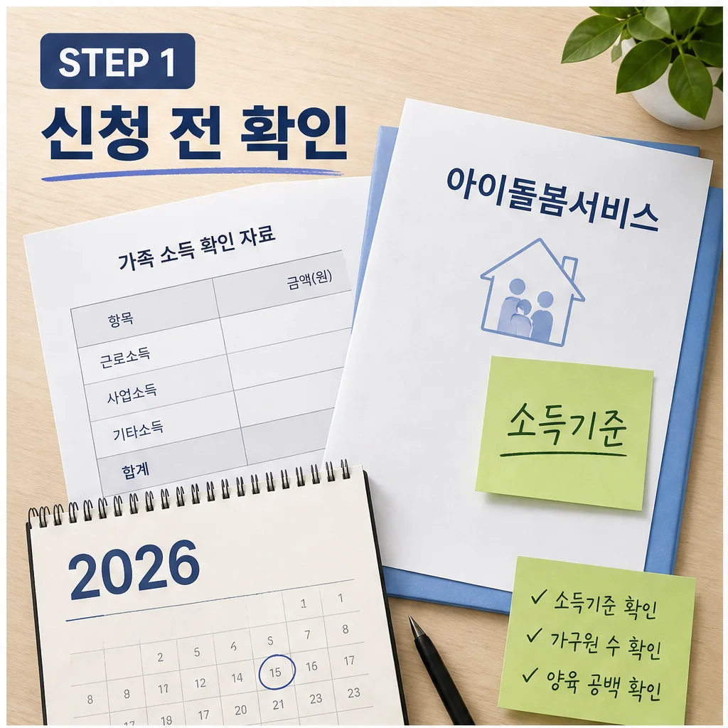 아이돌봄서비스 소득기준 신청 전 확인 이미지