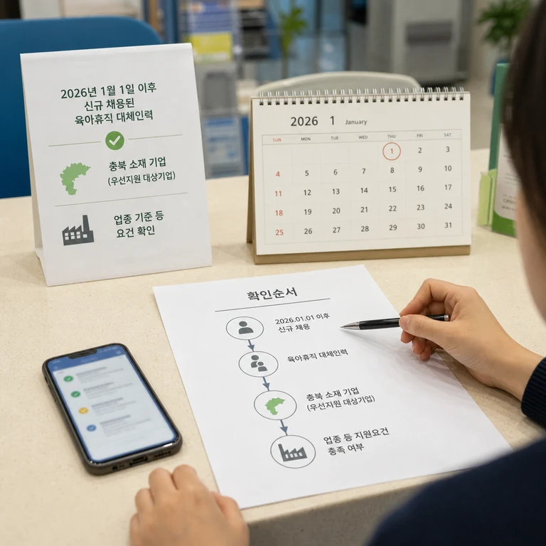 대체인력 근로자 지원금 신청 자격 확인 순서를 보여주는 이미지