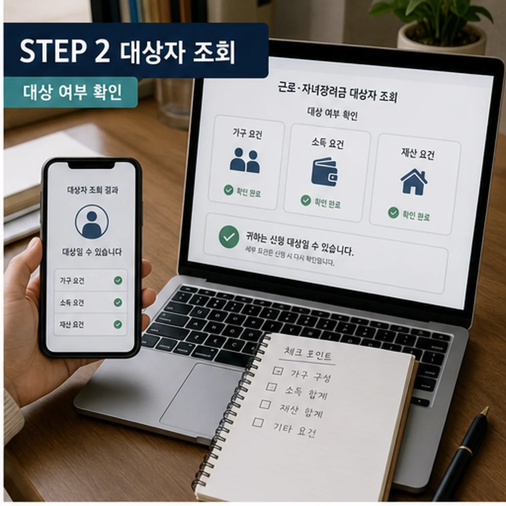 2026 근로 자녀장려금 대상자 조회와 자격 조건 확인을 보여주는 본문 이미지