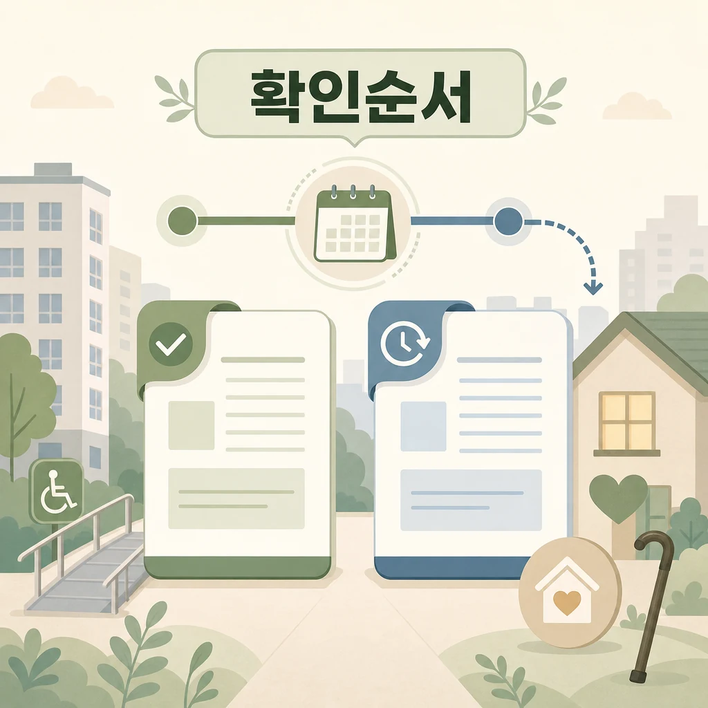 고령자 노후 거주 관련 확정 내용과 후속 확인 순서를 살펴보는 이미지