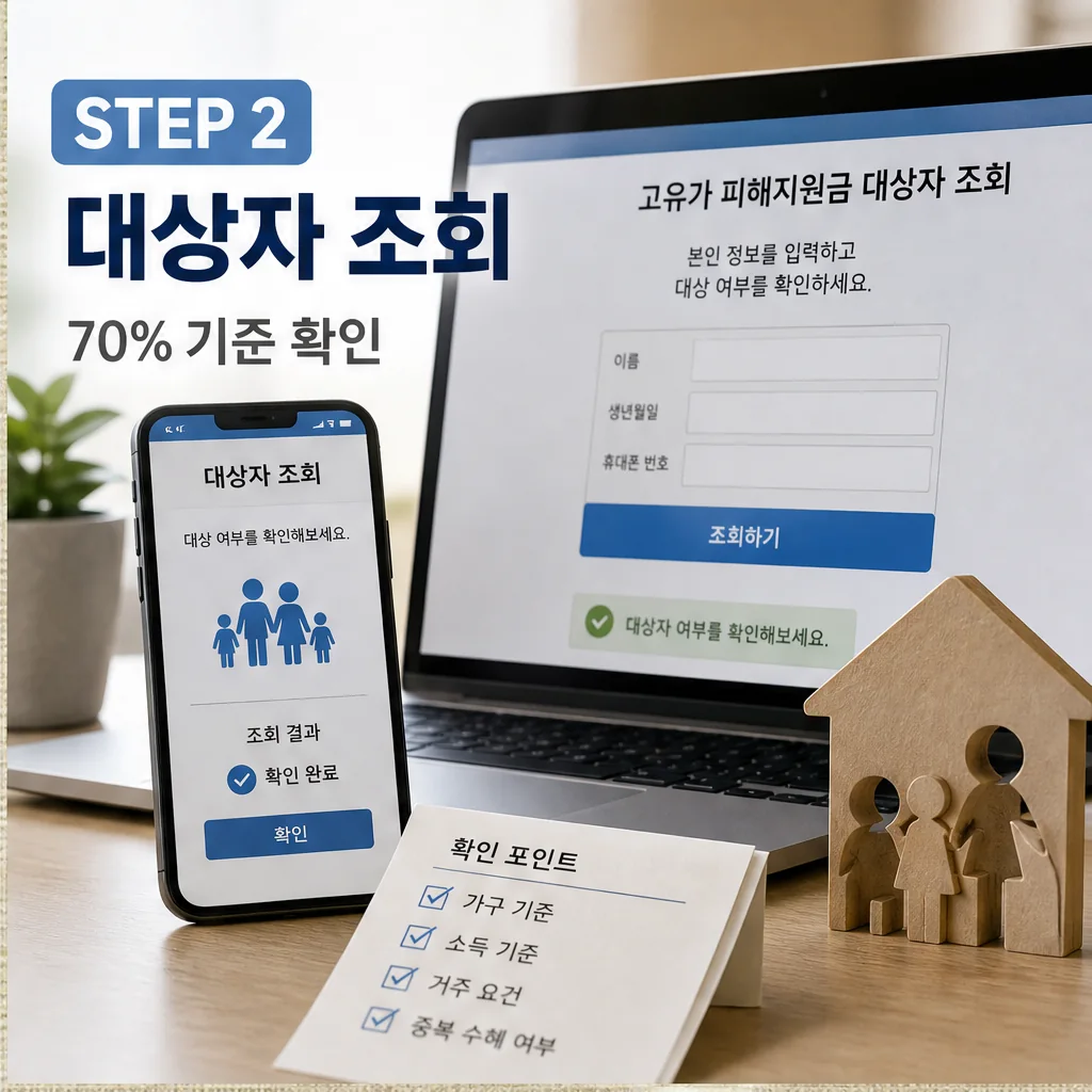 2026 고유가 피해지원금 대상자 조회와 70퍼센트 기준 확인 이미지