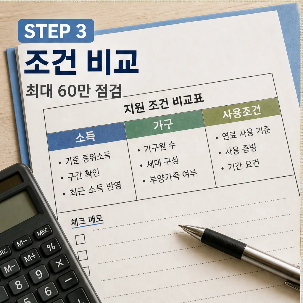 고유가 피해지원금 최대 60만 원 조건 비교 체크 이미지