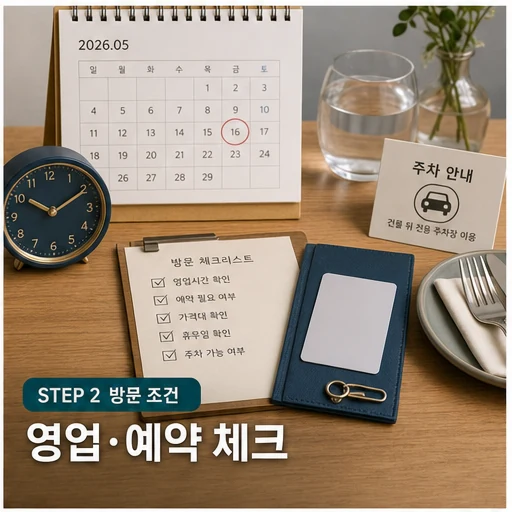 강릉 친절업소 방문 전 영업시간 예약 주차 조건을 확인하는 이미지