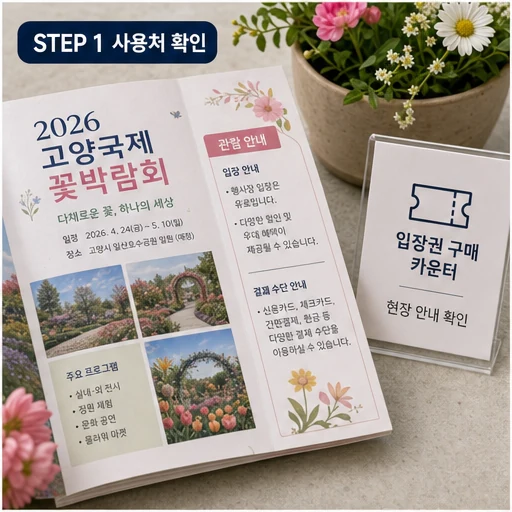 고양국제꽃박람회 문화누리카드 사용처를 방문 전 확인하는 이미지