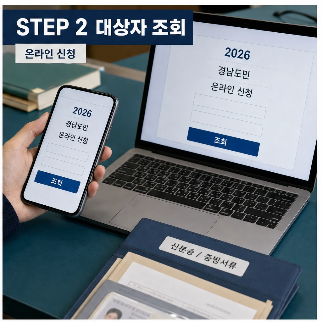 경남도민 생활지원금 온라인 신청과 대상자 조회 이미지