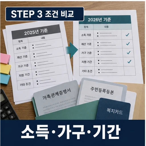 보건복지 정책 소득 가구 기간 조건 비교 이미지