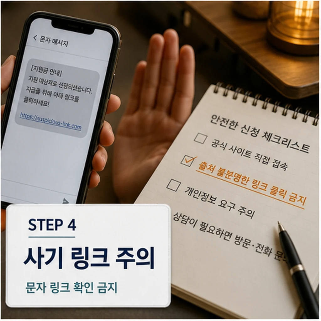 복지 정책 신청 사기 링크 주의와 공식 접속 확인 이미지