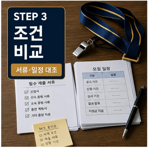 국가대표 생활지원금 제출 서류와 모집 일정 비교 이미지
