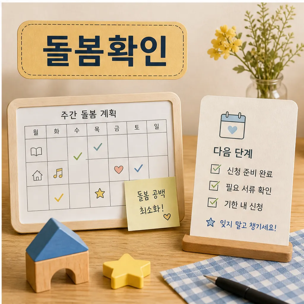 육아 돌봄 지원 소득과 돌봄 공백 확인 이미지