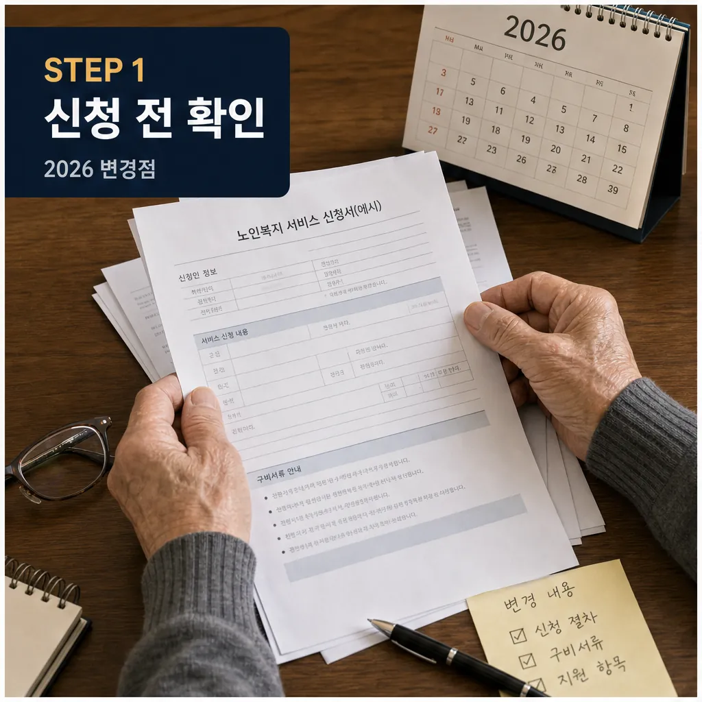2026 노인복지 정책 신청 전 변경점을 확인하는 이미지