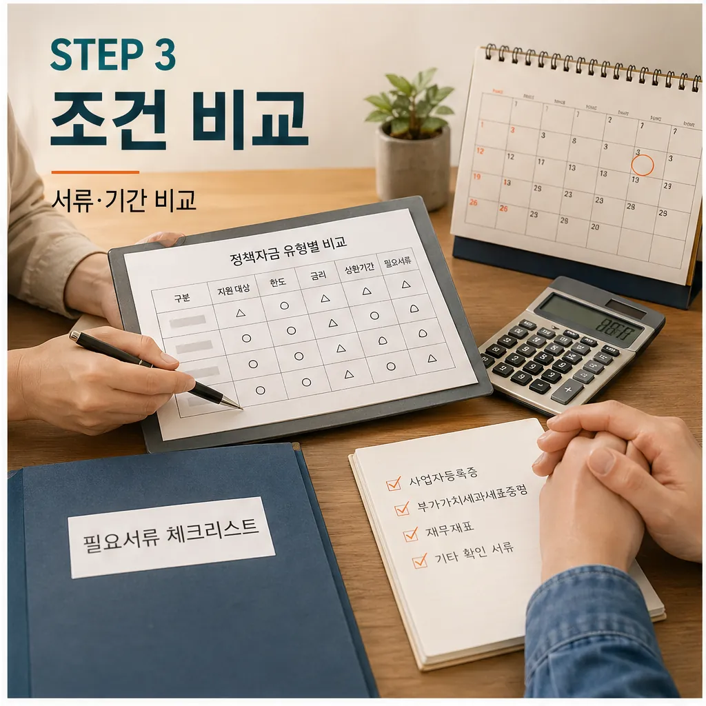 소상공인 정책자금 서류와 기간 조건 비교