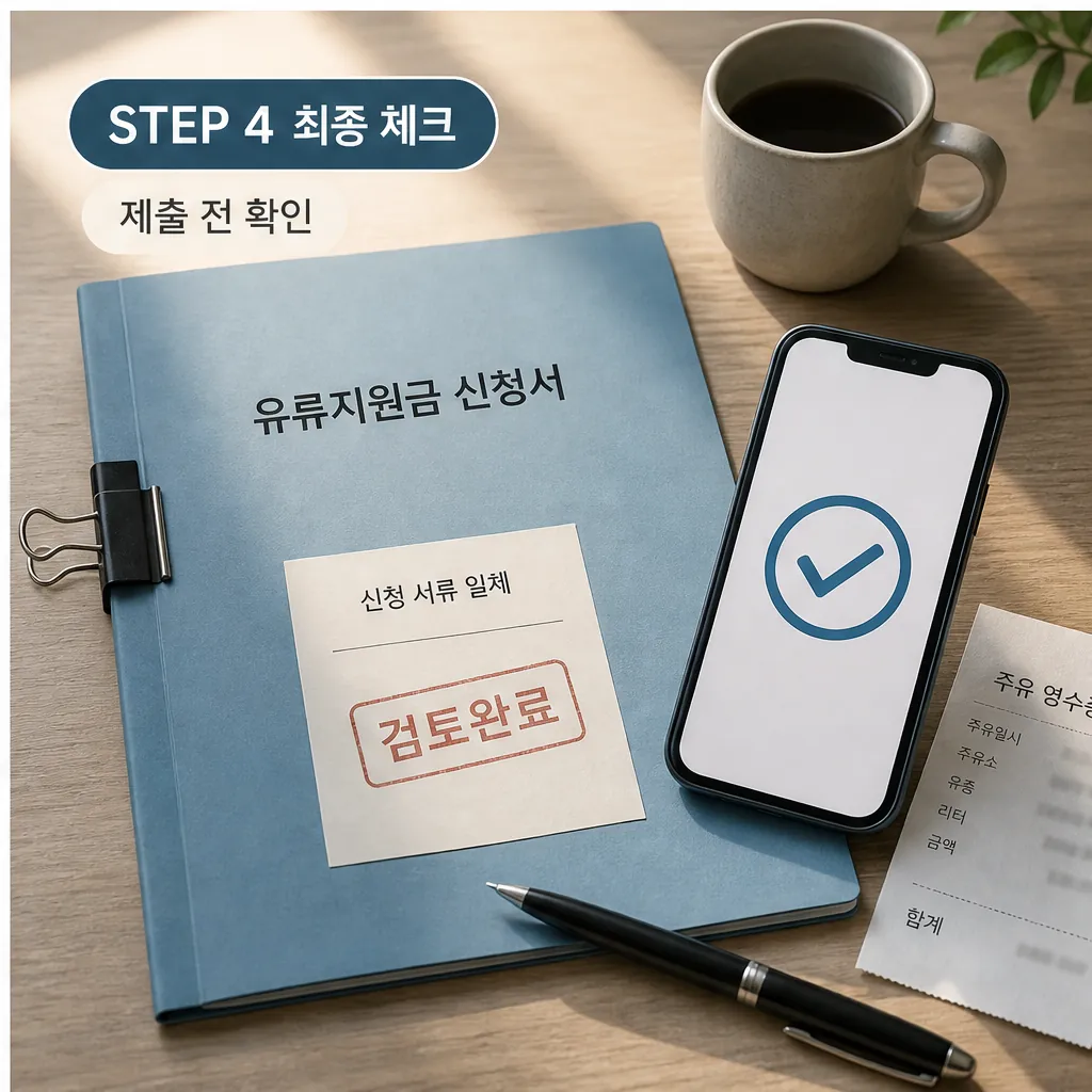 유류지원금 신청서 최종 체크와 제출 전 확인을 보여주는 본문 이미지