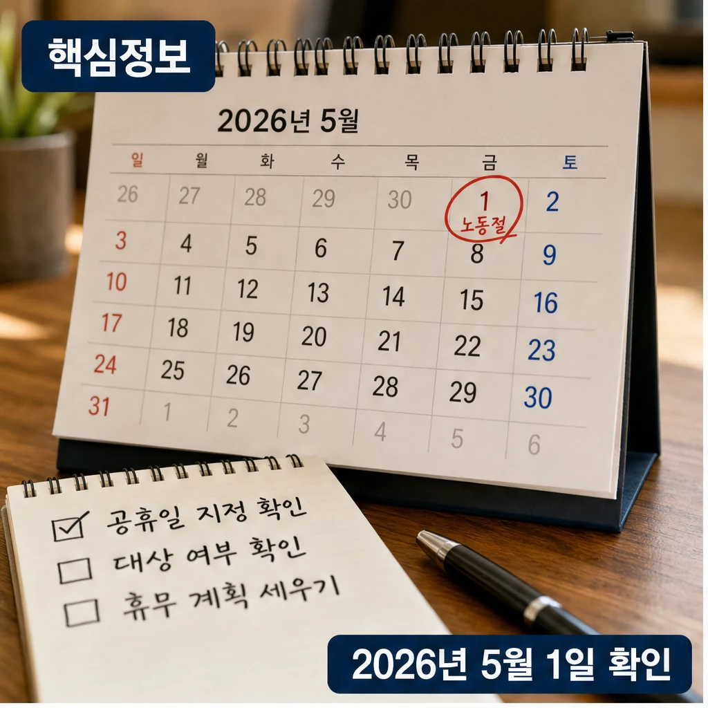 노동절 공휴일 지정 핵심 정보를 달력과 체크리스트로 정리한 본문 이미지