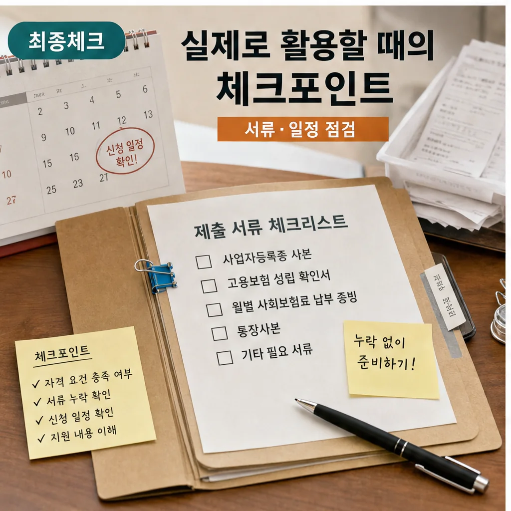 사회보험료 지원 신청 전 최종 체크포인트를 정리한 본문 이미지
