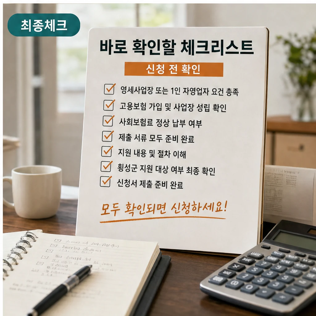 횡성군 사회보험료 지원 공식 확인 항목을 체크리스트로 보여주는 본문 이미지