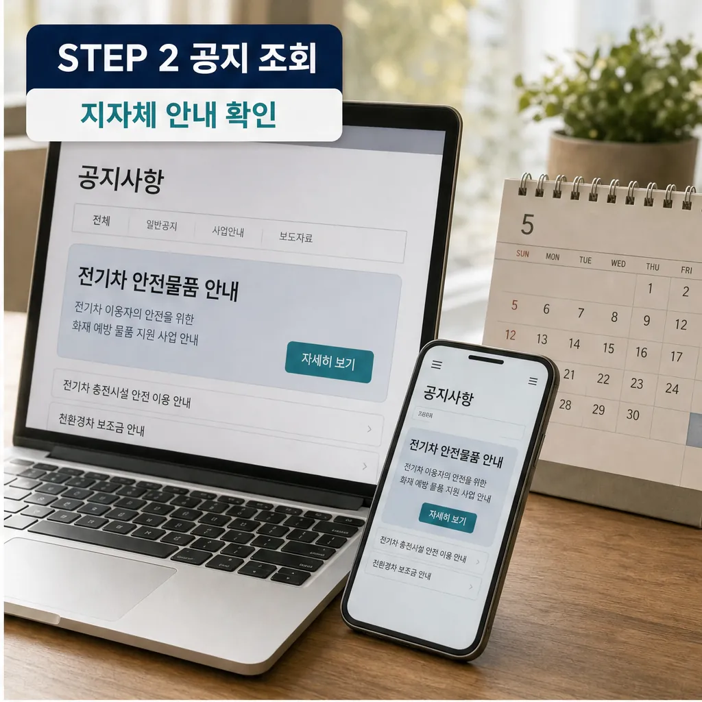 전기차 안전물품 지자체 공지 조회 이미지